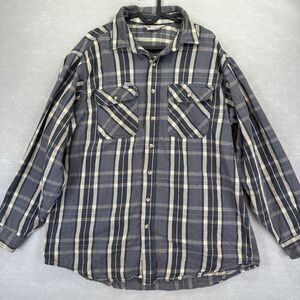 VTG Carhartt Heavy Flannel Shirt Fits XL Rugged Outdoor Wear Made In USA Flaws